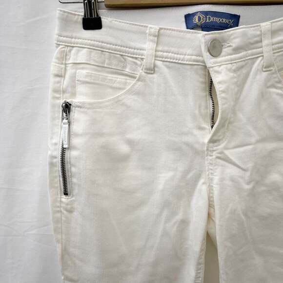 Democracy Ab Solution Stretch Side Zip Boyfriend Jeans White 8.5" Rise Womens‎ 2 - Picture 7 of 12
